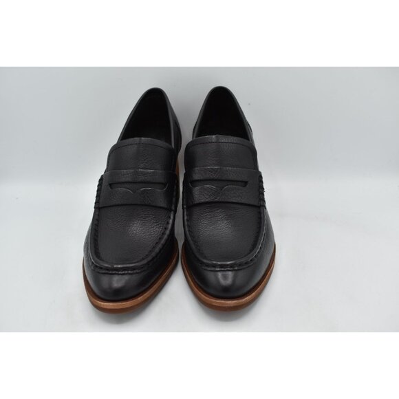 KorkEase Womens 8.5 Modeste Black Leather Stacked Heeled Penny Loafer Pump Shoes - Picture 3 of 13